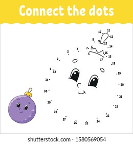 Dot to dot. Draw a line. Handwriting practice. Learning numbers for kids. Activity worksheet. With answer. Game for toddler. Isolated vector illustration. Cute character. Cartoon style.