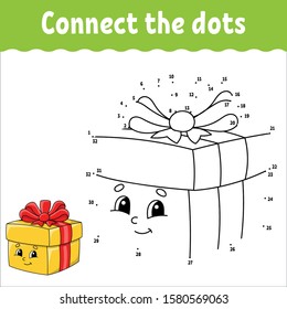 Dot to dot. Draw a line. Handwriting practice. Learning numbers for kids. Activity worksheet. With answer. Game for toddler. Isolated vector illustration. Cute character. Cartoon style.