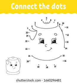 Punto a punto. Dibuja una línea. Práctica de escritura a mano. Números de aprendizaje para los niños. Hoja de trabajo de desarrollo de la educación. Página Actividad. Juego para niños pequeños y preescolares.Ilustración vectorial aislada. Estilo de caricatura.
