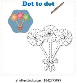 Dot to dot. Draw a line. Handwriting practice.