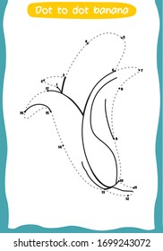 dot to dot drawing banana for kids - banana coloring sheet - activity sheet