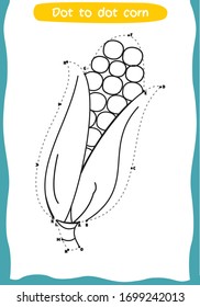 Dot-to-Dot-Zeichenkorn für Kinder - Maisfarbblatt - Aktivitätsblatt