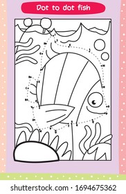dot to dot drawing fish for kids - fun coloring