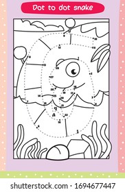 dot to dot drawing snake for kids - fun coloring