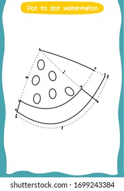 dot to dot drawing watermelon for kids - watermelon coloring sheet - activity sheet