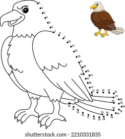 Dot to Dot Eagle Isolated Coloring Page for Kids