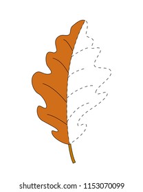 Dot to dot educational game for children vector illustration. Oak leaf.