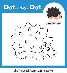 Juego educativo punto a punto y libro de colorear de dibujos animados de animales de puerco para niños preescolares actividad sobre el número de recuento de aprendizaje y la hoja de trabajo de práctica de escritura a mano. ilustración vectorial