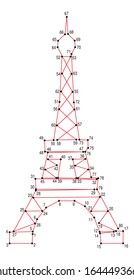 Dot to dot educational game. Eiffel tower.