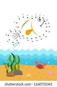 Dot to dot educational game for kids vector illustration