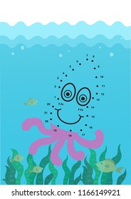 Dot to dot educational game for kids vector illustration