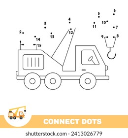 Dot to dot educational game for preschool kids. Activity worksheet. Crane