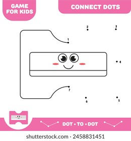 Dot to dot educational game for preschool kids. Activity worksheet. Sharpener