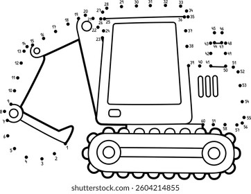 Dot to Dot Excavator Vehicle Isolated Coloring 