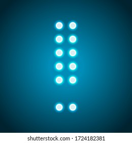 Signo de exclamación de puntos, atención o alerta. Estilo neón. Icono de decoración luminosa. Símbolo eléctrico luminoso