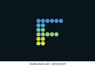 dot F green yellow alphabet letter logo icon design. Creative template for business and company 