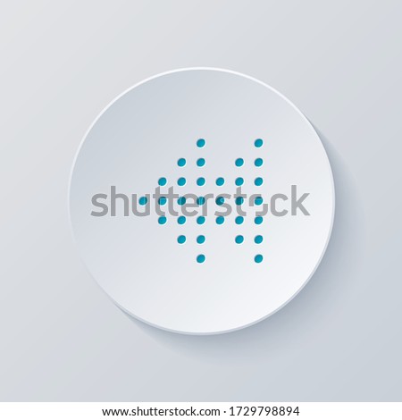 Dot fast backward music. Cut circle with gray and blue layers. Paper style