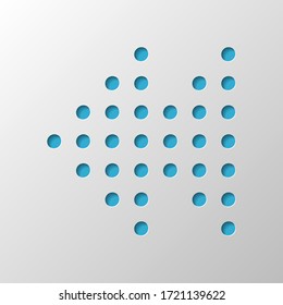 Dot fast backward music. Paper design. Cutted symbol with shadow