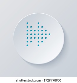 Dot fast forward music. Cut circle with gray and blue layers. Paper style