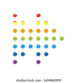 Dot fast forward music. Drawing sign with LGBT style, seven colors of rainbow (red, orange, yellow, green, blue, indigo, violet