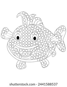 Página de libro para colorear de pez lunar para niños y adultos
