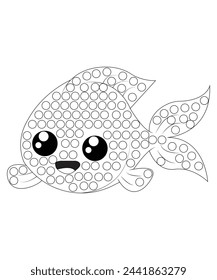 Dot Fisch Malbuch Seite für Kinder und Erwachsene