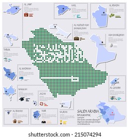 Dot And Flag Map Of Saudi Arabia Infographic Design Template