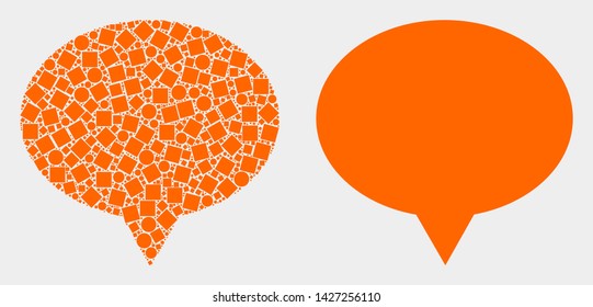 Dot and flat banner balloon icons. Vector mosaic of banner balloon organized of irregular square dots and circle dots.