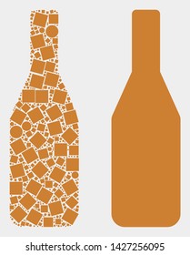 Dot And Flat Beer Bottle Icons. Vector Mosaic Of Beer Bottle Designed Of Irregular Small Squares And Spheric Points.