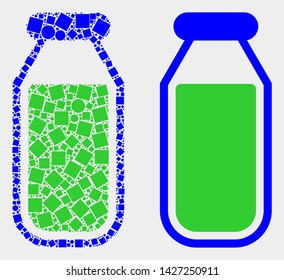 Dot and flat drinking bottle icons. Vector mosaic of drinking bottle designed of irregular dots and circle points.
