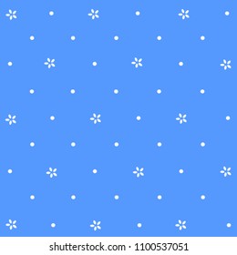 Dot and flower background in blue tone. Pastel background. Vector.