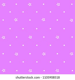 Dot and flower background in purple tone. Pastel background. Vector.