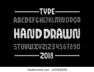 Dot font. Hand drawn type face. Vector typography illustration. Alphabet design for logo, lettering and prints.