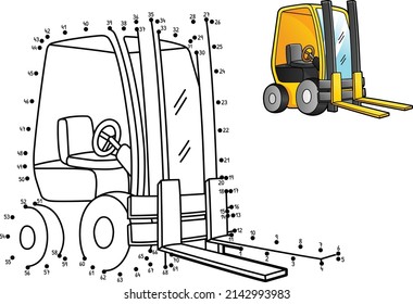 Dot to Dot Forklift Isolated Coloring Page 