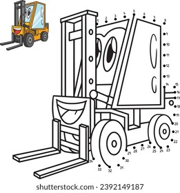 Dot to Dot Forklift Vehicle Isolated Coloring Page