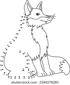 Dot to Dot Fox Animal Isolated Coloring Page