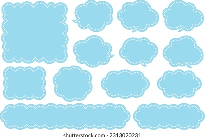 Dot frame cloud speech bubble set