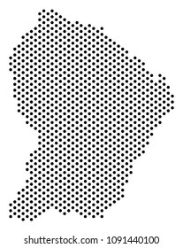 Dot French Guiana map. Vector territory plan. Cartographic pattern of French Guiana map composed with filled spheres.