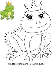 Dot to Dot Frog With A Crown Coloring Page