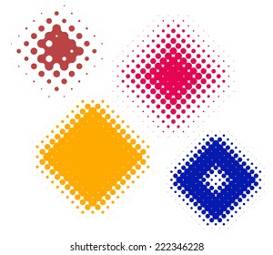 dot gain rhombus done as halftone screens. Illustrations are organized into groups apart from the white background
