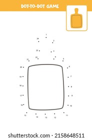 Dot to dot game with cartoon chopping board. Connect the dots. Math game. Dot and color picture. 