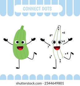 Dot to dot game for children. Zucchini. Connect the dots by numbers. Activity page for toddlers. Educational game. Vector Illustration.
