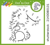 Dot to dot game connect drawn of cute bunny. Children activity page, coloring book. Drawing by numbers. Kids education worksheet. Vector illustration.