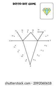 Juego de punto a punto con un diamante lindo. Conecte los puntos. Juego de matemáticas. Imagen de color y puntos. 