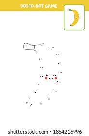 Dot to dot game with cute kawaii banana. Connect the dots. Math game. Dot and color picture.