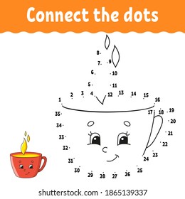 Dot to dot game. Draw a line. For kids. Activity worksheet. Coloring book. With answer. Cartoon character. Vector illustration.