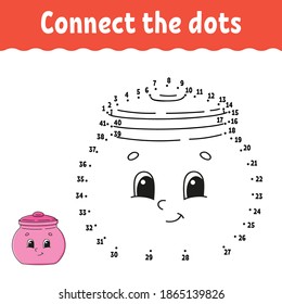 Dot to dot game. Draw a line. For kids. Activity worksheet. Coloring book. With answer. Cartoon character. Vector illustration.