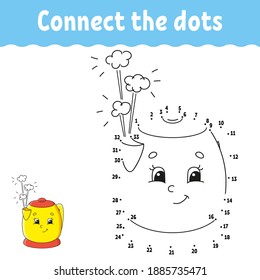 Dot to dot game. Draw a line. For kids. Activity worksheet. Coloring book. With answer. Cartoon character. Vector illustration.