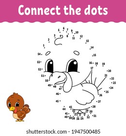 Dot to dot game. Draw a line. For kids. Activity worksheet. Coloring book. With answer. Cartoon character. Vector illustration.