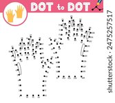 Dot to dot game for kids. Connect the dots and draw gloves. Farm puzzle activity page. Vector illustration